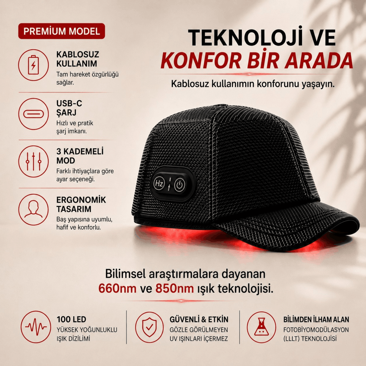 SYLORE™ Kırmızı Işık Saç Terapi Şapkası