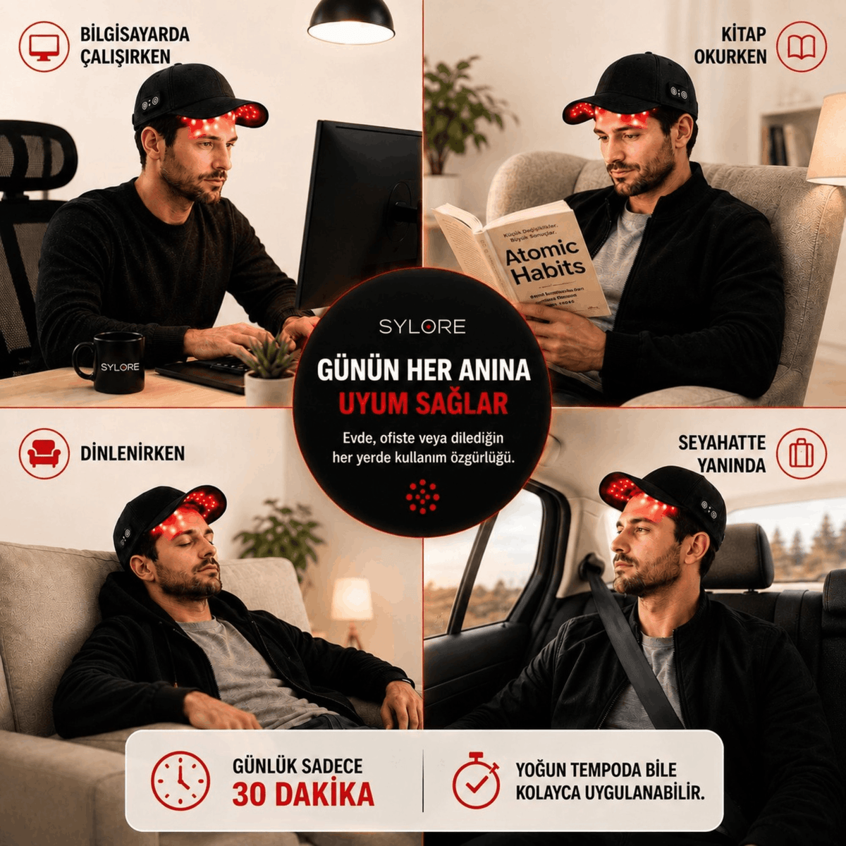 SYLORE™ Kırmızı Işık Saç Terapi Şapkası